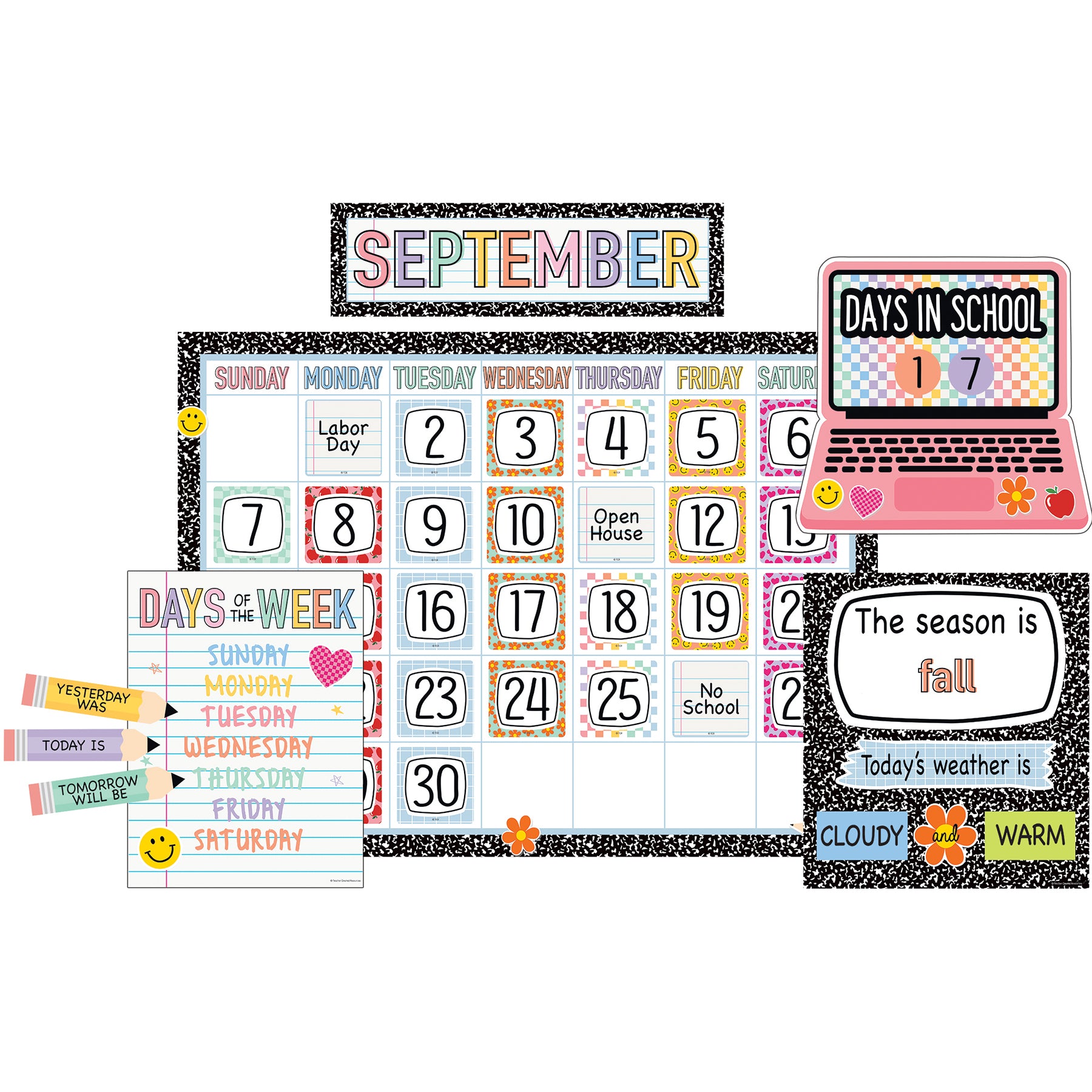 Cool for School Calendar Bulletin Board Set, 110 Pieces