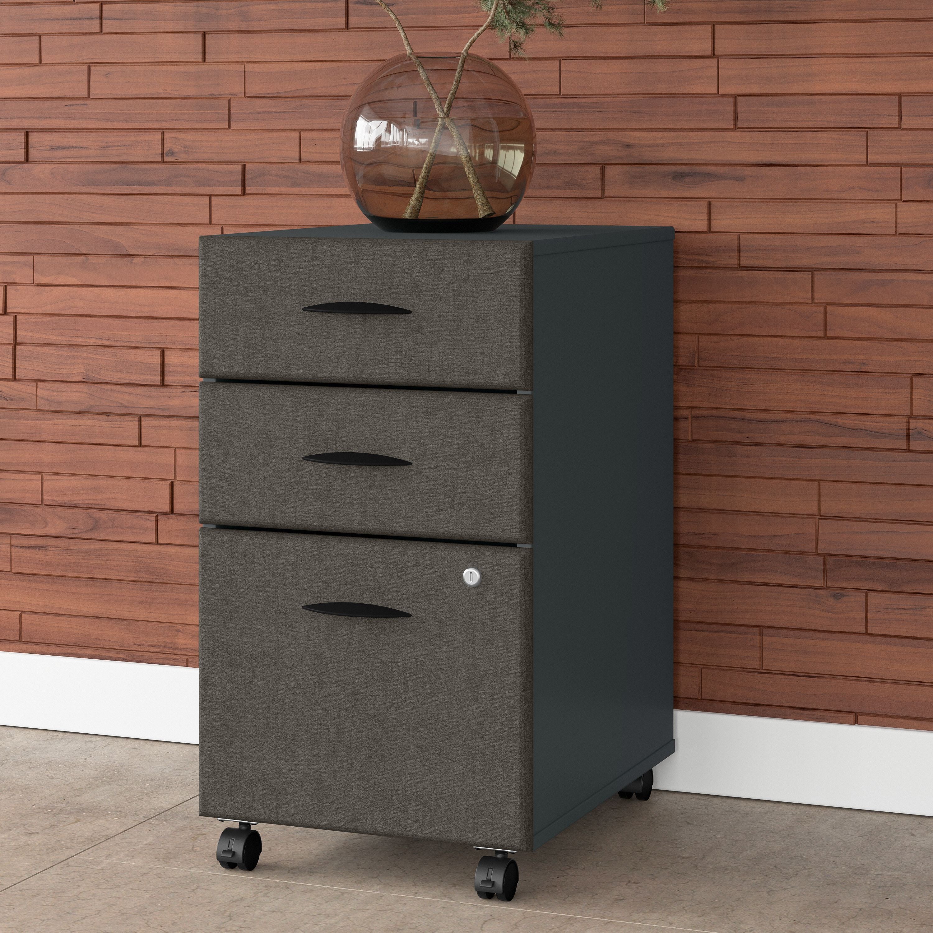 Bush Business Furniture Series A 3 Drawer Mobile File Cabinet in Slate and White Spectrum - 15.71" Width x 20.2" Depth x 27.79" Height