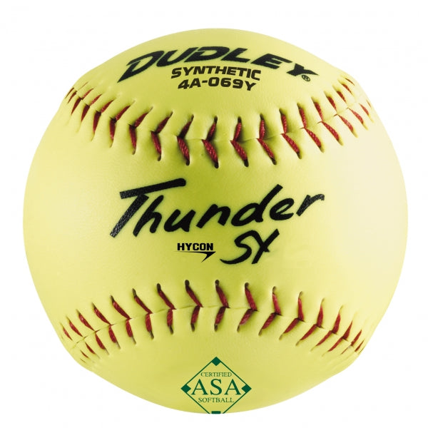 USASB Slowpitch Balls - .52 COR / 300 lbs Thunder SY | 12" Hycon | Synthetic - Pack of 12