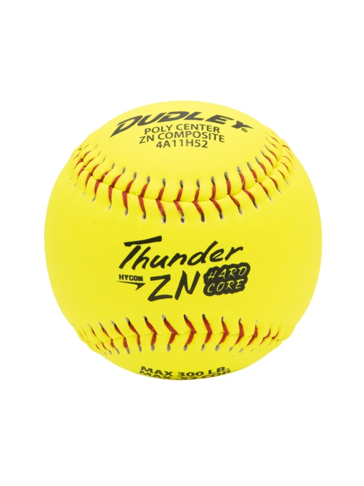USASB Slowpitch Balls - Hycon Thunder ZN Hard Core | .52 COR 300 lbs. | 11" Poly | Composite - Pack of 12
