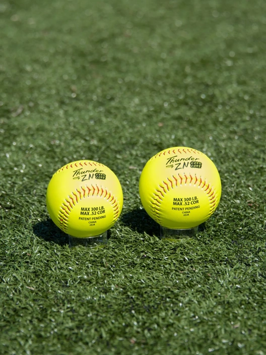 USASB Slowpitch Balls - Hycon Thunder ZN Hard Core | .52 COR 300 lbs. | 11" Poly | Composite - Pack of 12