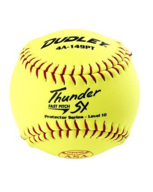 USASB Fastpitch Protector Series Balls Thunder SY Protector Level 1 | .47 COR 50 lbs Max | 10" Soft | Synthetic - Pack of 12