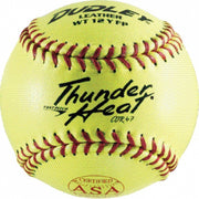 USASB Fastpitch Balls Thunder Heat | .47 COR 375 lbs. | 12" Poly | Leather - Pack of 12