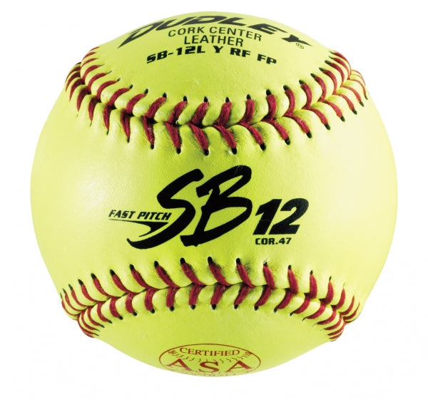 USASB Fastpitch Balls SB12 | .47 COR  375 lbs. | 12" Cork | Leather - Pack of 12