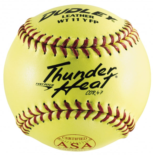 USASB Fastpitch Balls Thunder Heat | .47 COR 375 lbs. | 11" Poly | Leather - Pack of 12