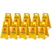 24 in. Yellow Multi-Lingual Caution Wet Floor Sign 10 Pack