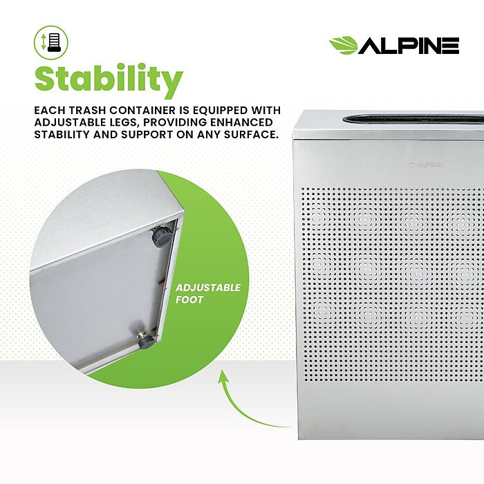 23 Gallon Stainless Steel Square Perforated Decorative Waste Receptacle
