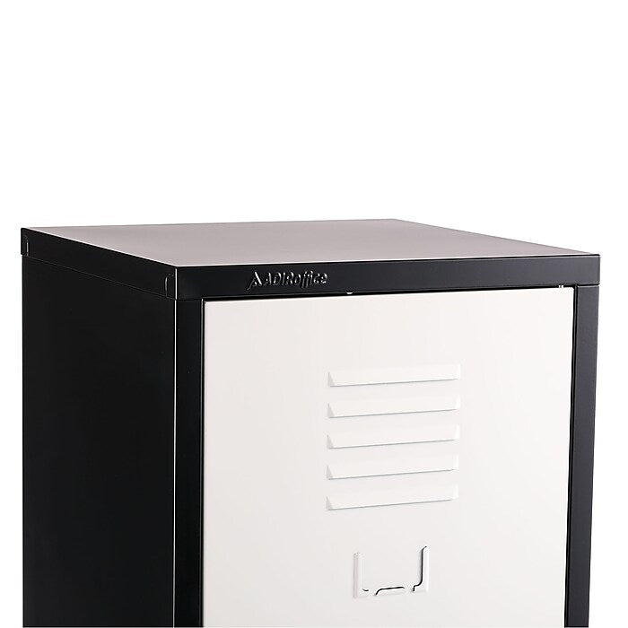 48" H x 15" W Steel Single Tier Storage Locker with Digital Lock, Black and White