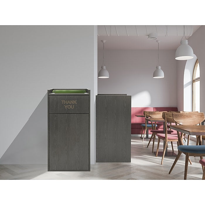 Black 40 Gallon Wood Receptacle Enclosure with Drop Hole and Tray Shelf