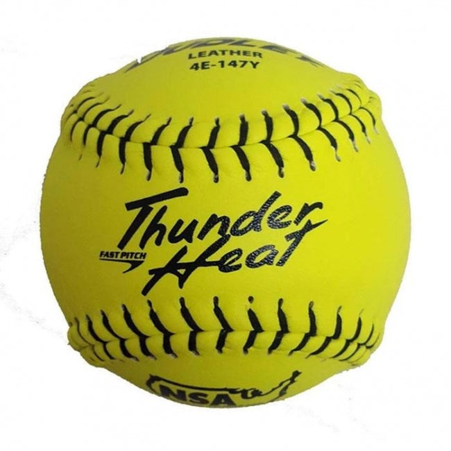 NSA Fastpitch Balls Thunder Heat | .47 COR 375 lbs. | 12" Poly | Leather - Pack of 12