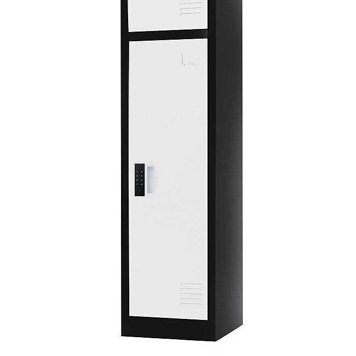72" H x 12" W  Single Tier Steel Storage Locker with Digital Lock, Black and White