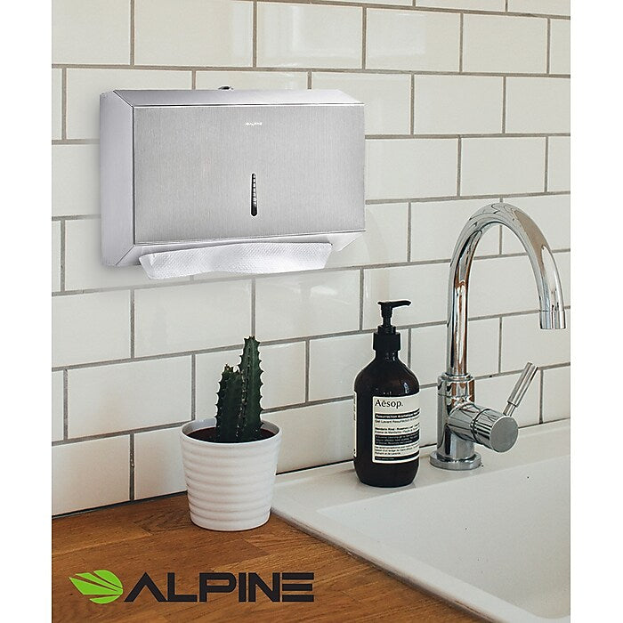 Stainless Steel Brushed C-Fold/Multi-Fold Paper Towel Dispenser 2 Pack