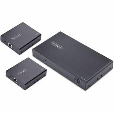 StarTech.com 4-Port HDMI Extender and Splitter Over CAT6 4K 60Hz up to 230ft (70m) 1x4 HDMI Over Ethernet Distribution Kit with IR and Power Over Cabl