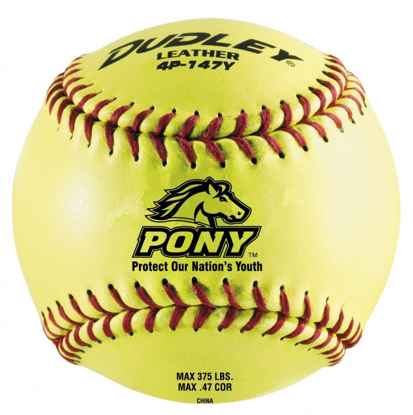Pony Fastpitch Balls Thunder Heat | .47 COR 375 lbs. | 12" Poly | Leather - Pack of 12