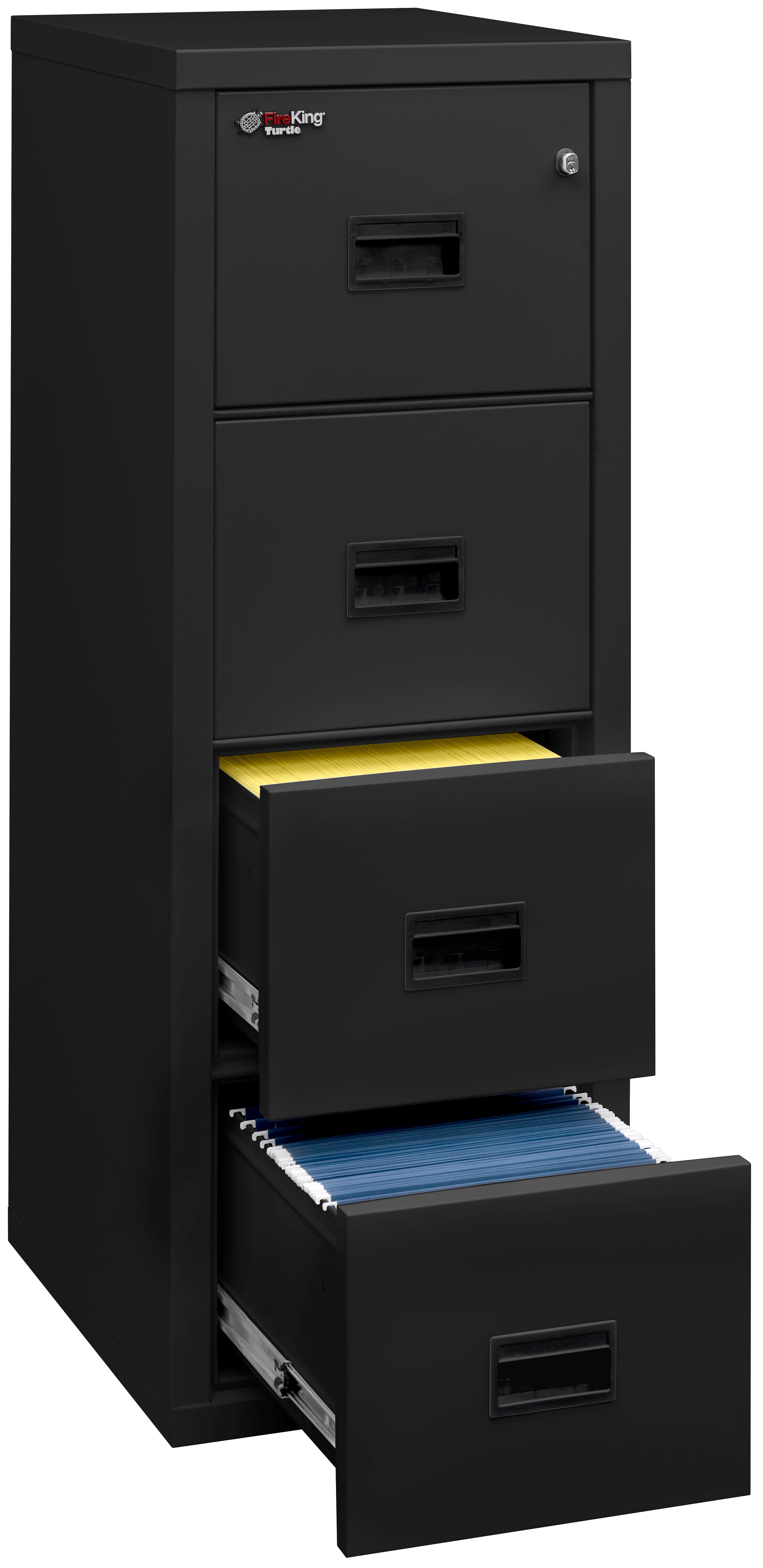 Fire Rated 4 drawer 22" depth letter/legal file cabinet (Black)