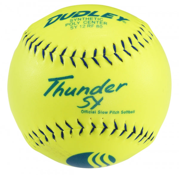 USSSA Men's 12" Slowpitch Balls Thunder SY Classic M | .40 COR 325 lbs. | 12" Poly | Synthetic - Pack of 12