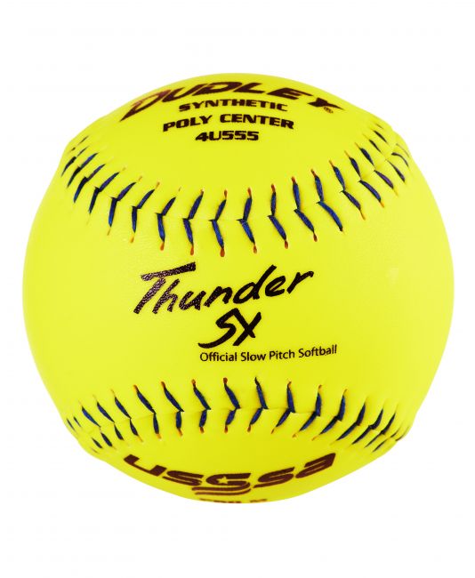 USSSA Men's 12" Slowpitch Balls Thunder SY Pro M | .44 COR 375 lbs. | 12" Poly | Synthetic - Pack of 12