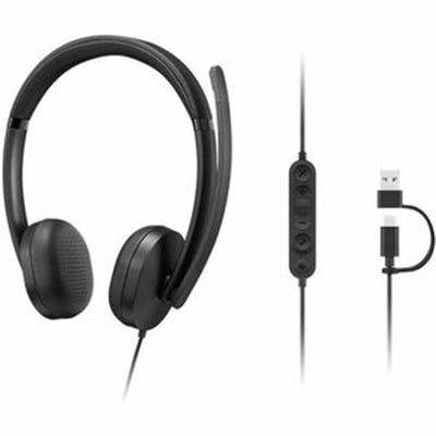 Lenovo - 5000 VoIP Headset - Microsoft Teams - USB a/C - Stereo - Noise Red - Black