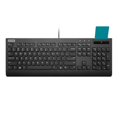 Lenovo - Smartcard Wired Keyboard II-US English - Cable Connectivity - Full-size - USB Type a Interface - 105 Key(s) - Jet Black