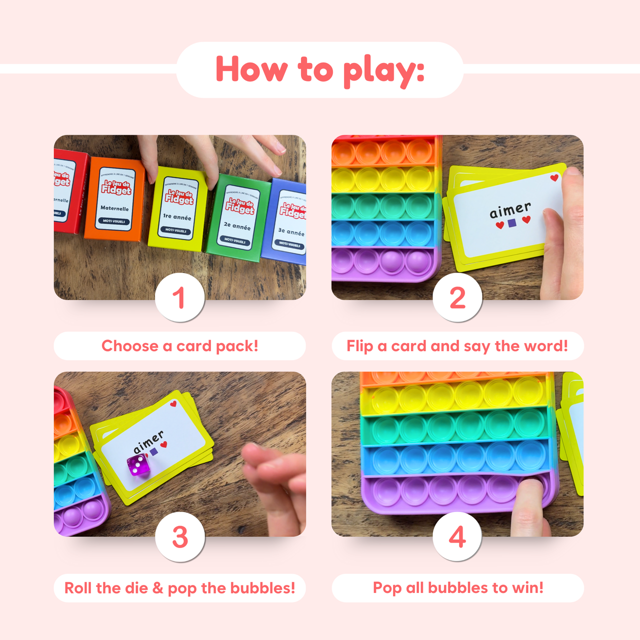 Languages - The Fidget Game: Le Jeu de Fidget Mots Visuels (French) :  Pre-K - Grade 3