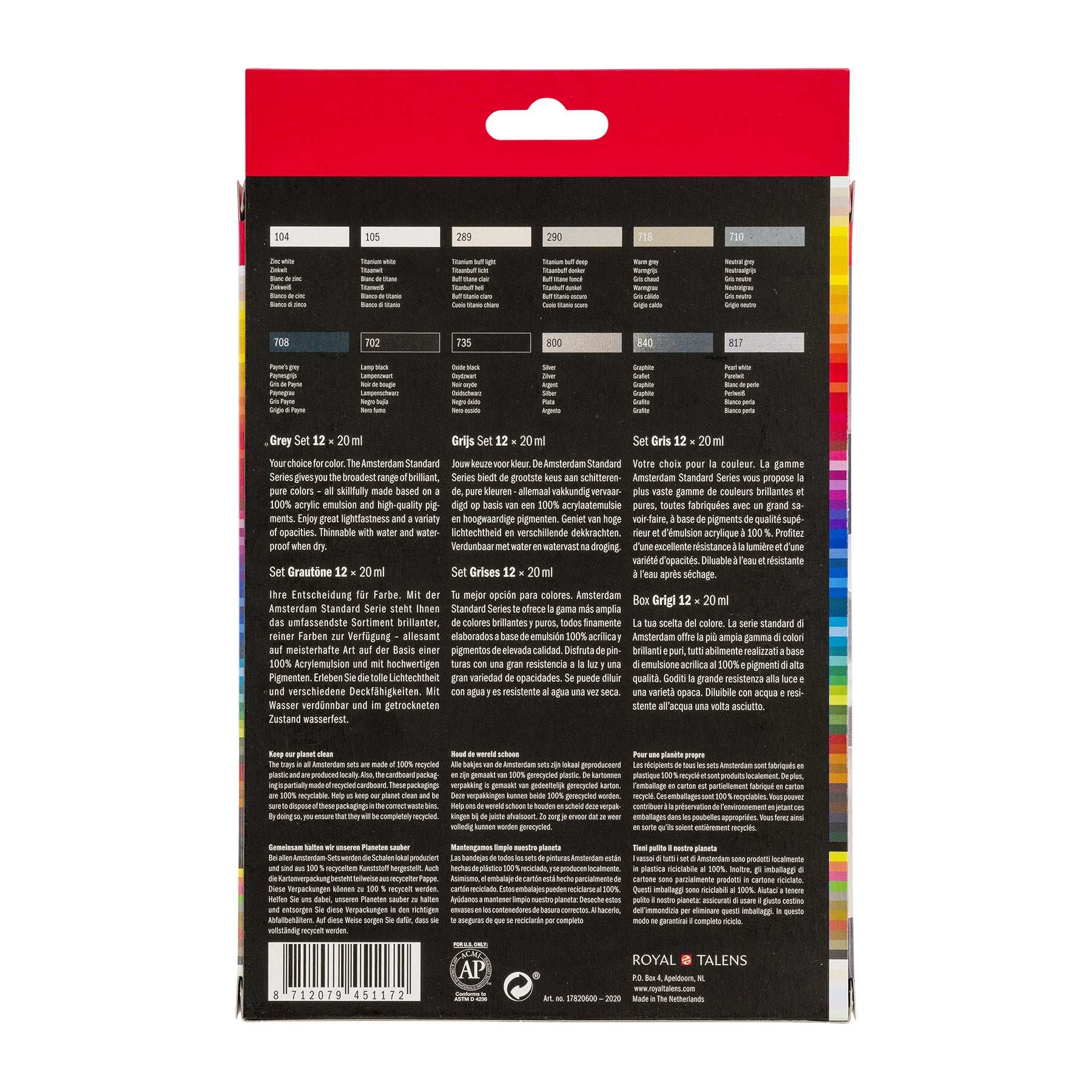 Standard Acrylic Greys Set, 12 x 20mL