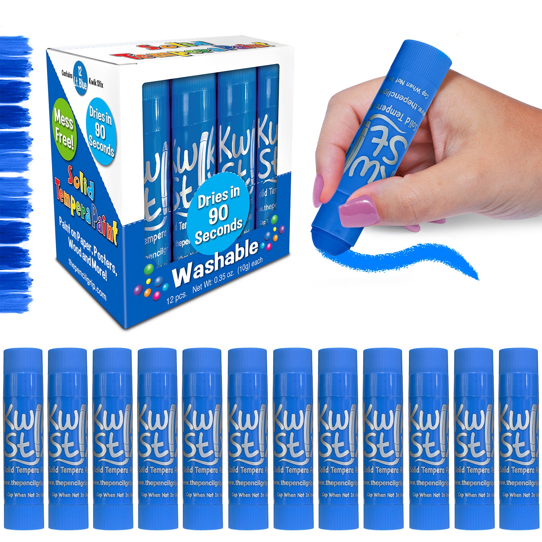 Solid Tempera Paint Sticks, Single Color Pack, Light Blue, Pack of 12