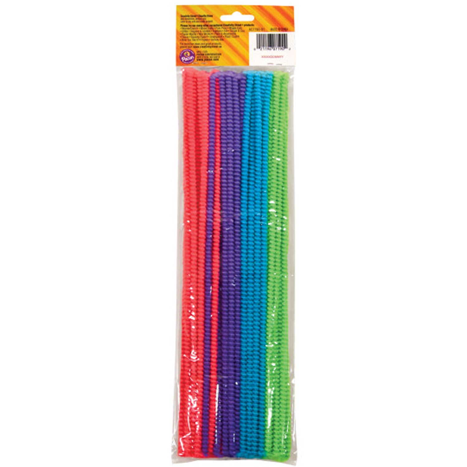 Spiral Chenille Stems, Assorted Colors, 12" x 6 mm, 50 Pieces