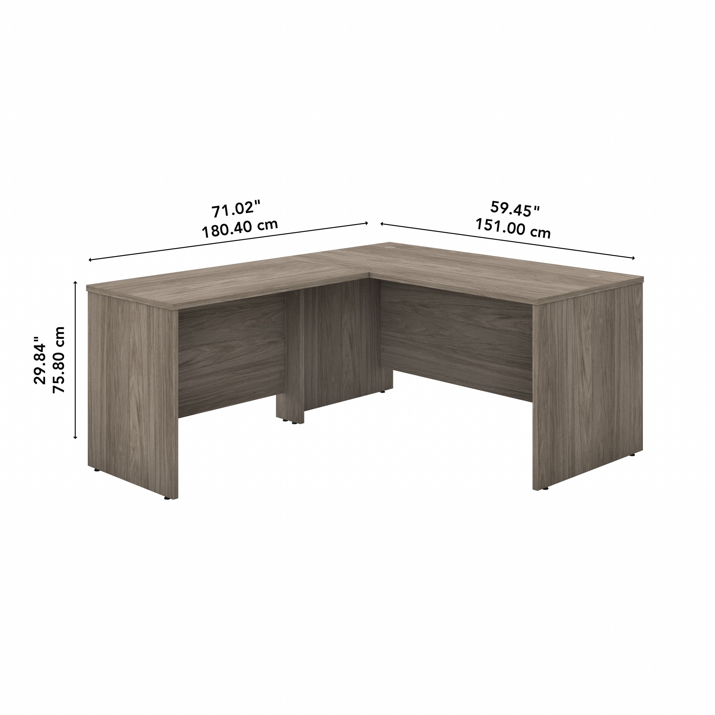 Bush Business Furniture Studio C 60W x 30D L Shaped Desk with 42W Return in Modern Hickory - 59.45" Width x 71.02" Depth x 29.84" Height