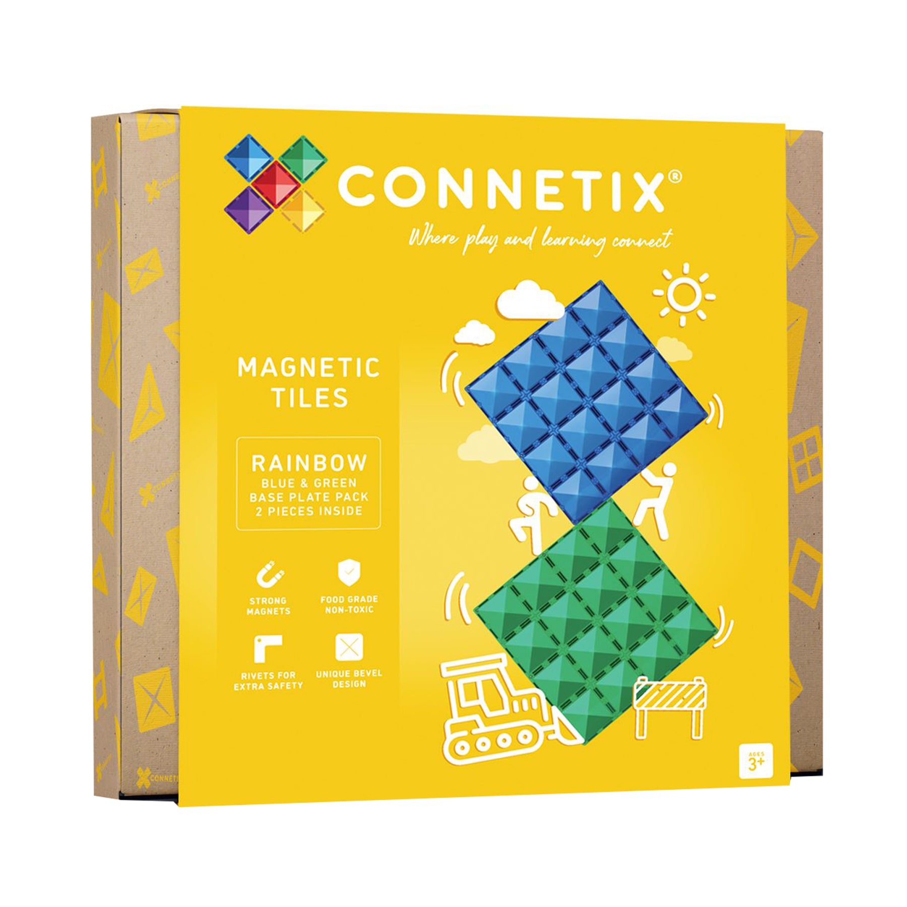 Magnetic Tiles Rainbow Blue & Green Base Plate, 2 Pieces