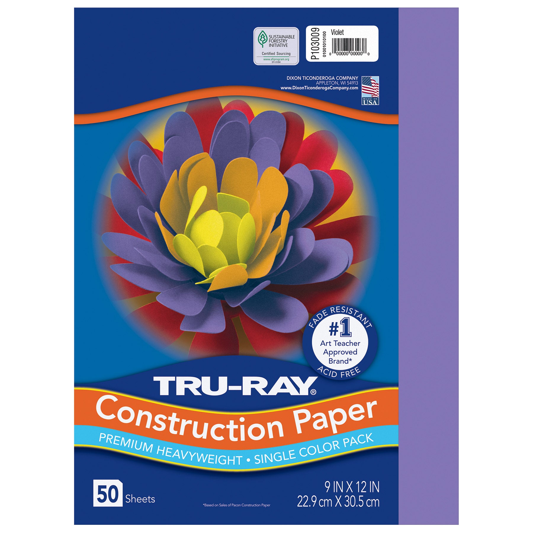 Construction Paper, Heavyweight, Violet, 9" x 12", 50 Sheets