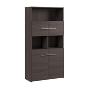 Bush Business Furniture Office 500 5 Shelf Bookcase with Doors in Storm Gray - 35.67" Width x 15.35" Depth x 70.08" Height