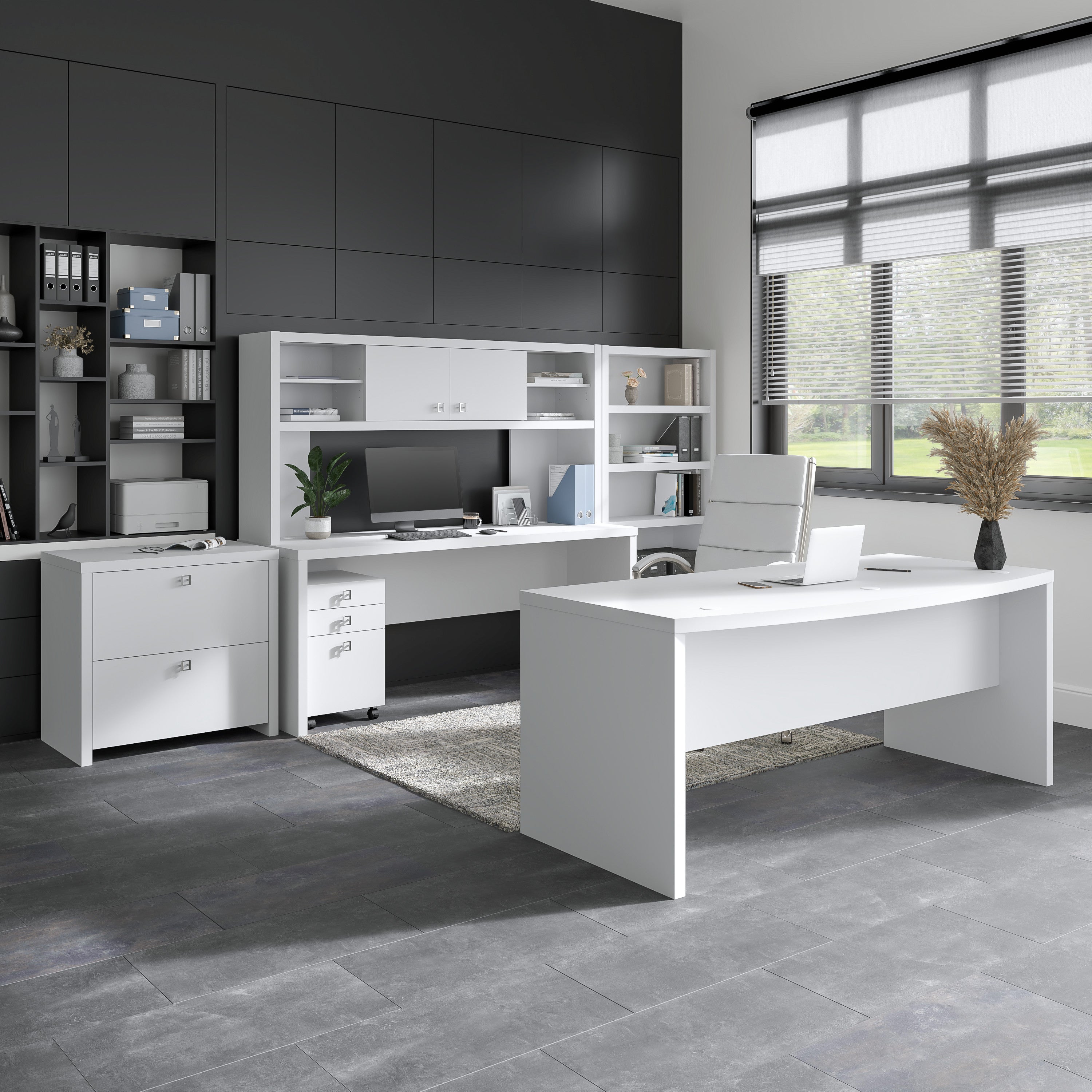 Bush Business Furniture Echo L Shaped Desk in Pure White - 60" Width x 60" Depth x 30" Height
