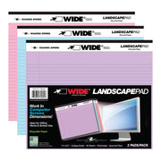 Legal Pad, Landscape, Assorted 3-Pack (Orchid, Blue, Pink)