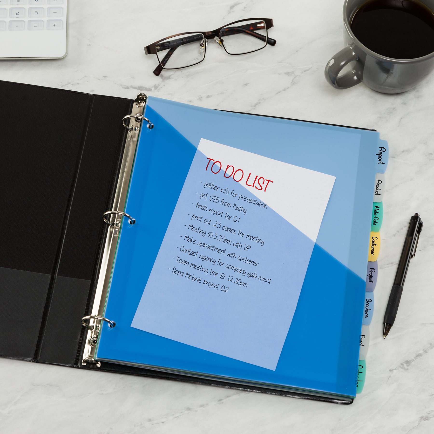 Write & Erase Pocket Plastic Dividers, 8-Tab Set, Multicolor, 1 Set