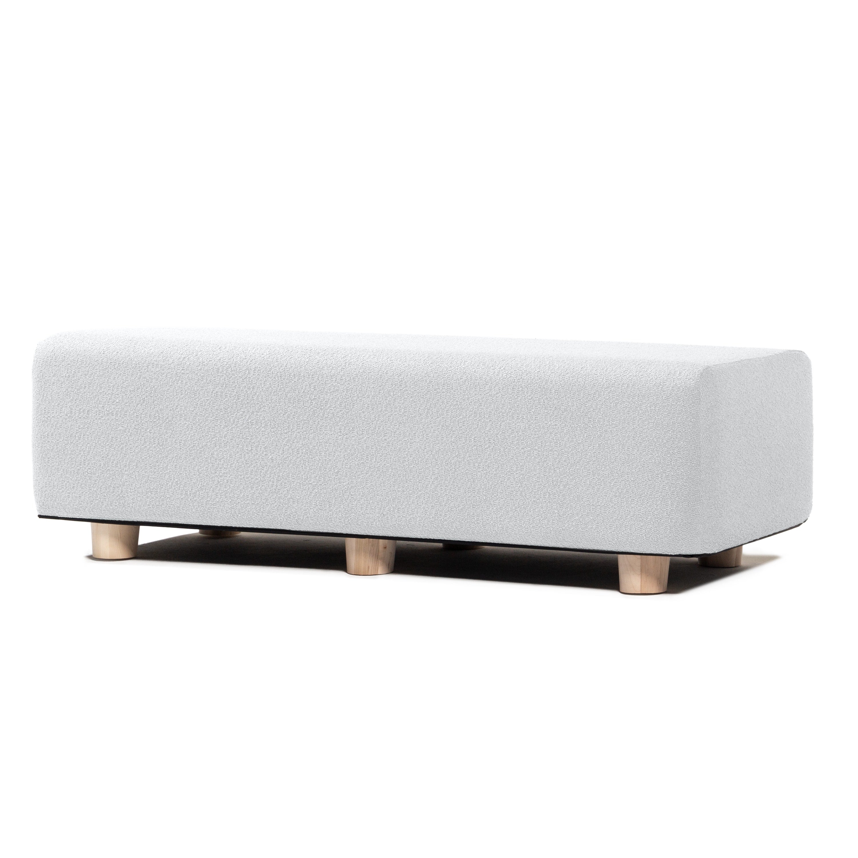 Jaxx Caya 4-in-1 Large Bed Bench, Giant Ottoman, Dining Bench, and Yoga and Massage Platform, Queen, Boucle White