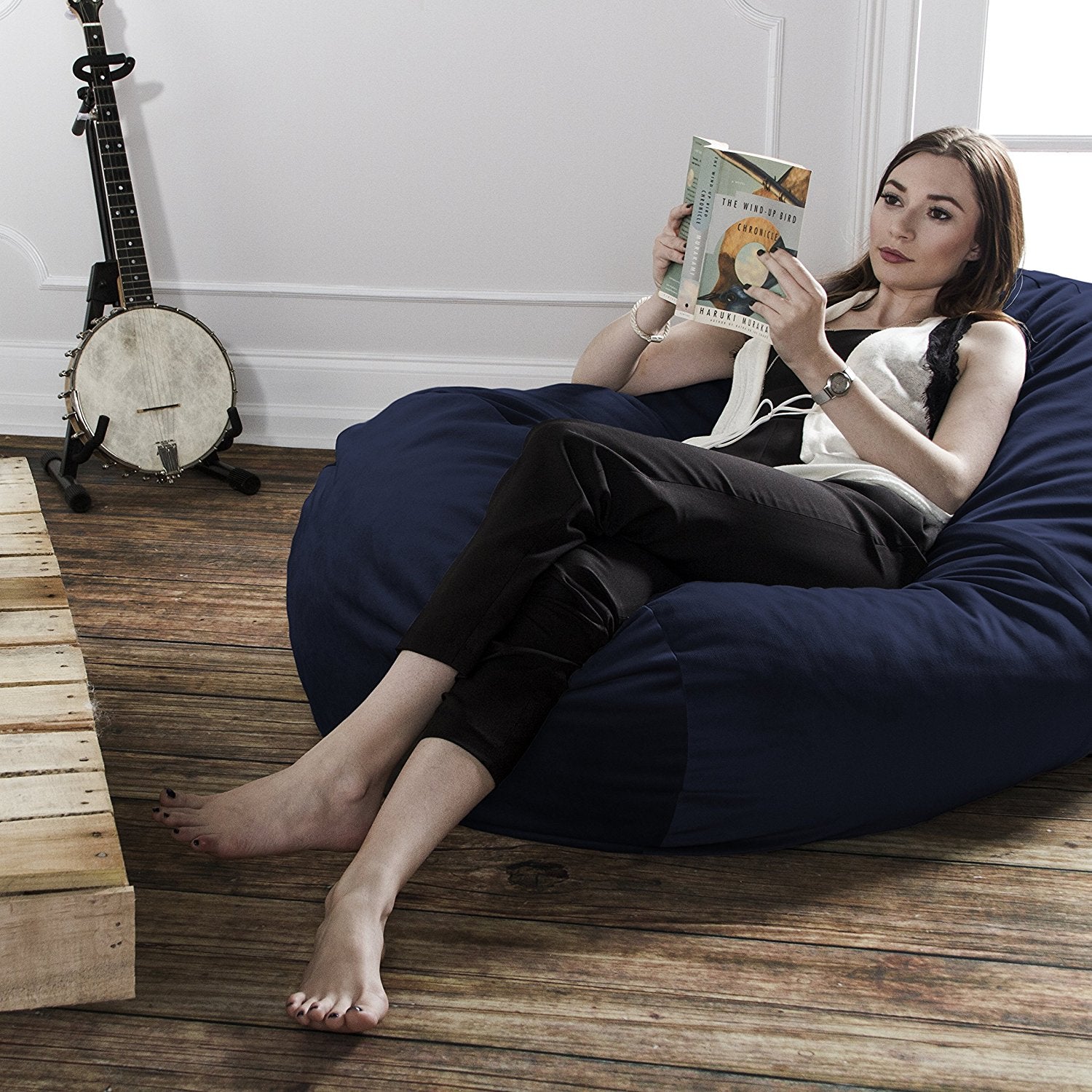 Jaxx Sofa Saxx 4-foot Bean Bag Lounger, Navy