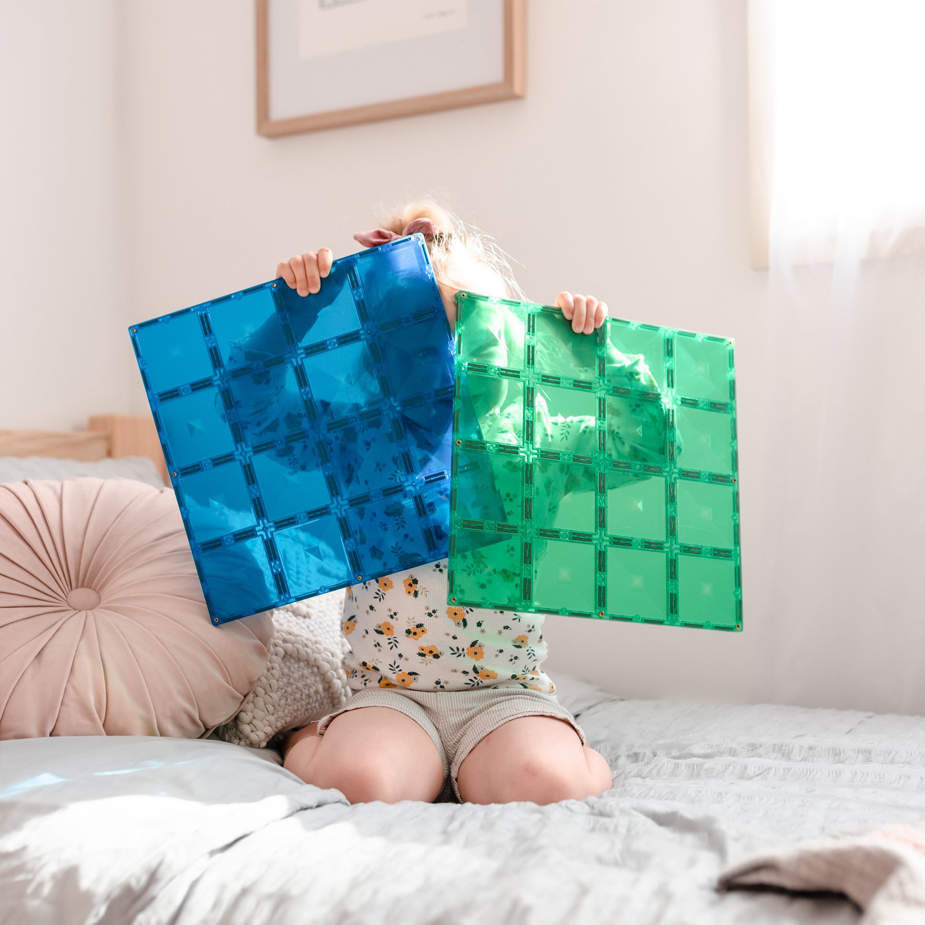Magnetic Tiles Rainbow Blue & Green Base Plate, 2 Pieces