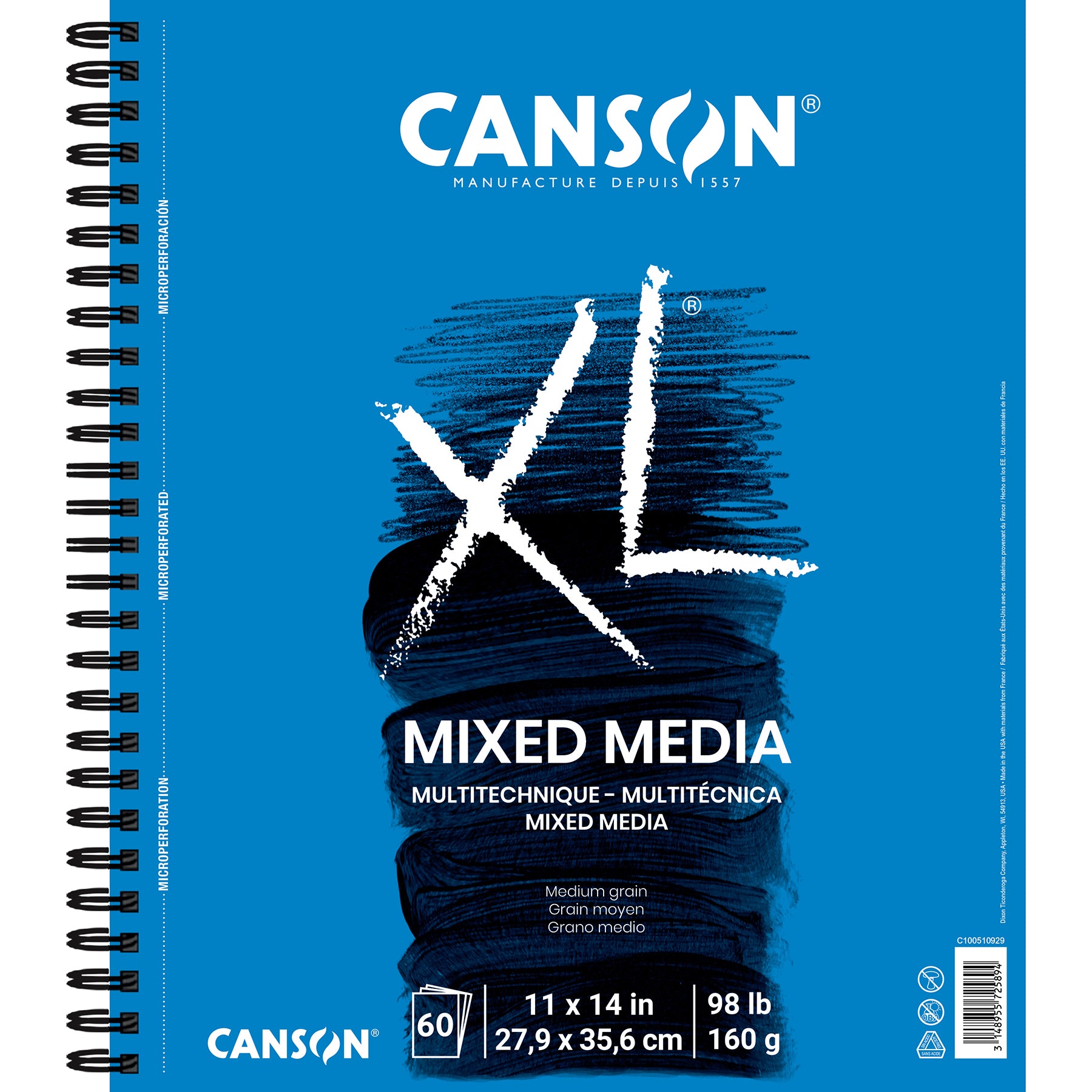 XL Series Mixed Media Pad, Side Wire Binding, 60 Sheet, 11x14 inch, 1 Count