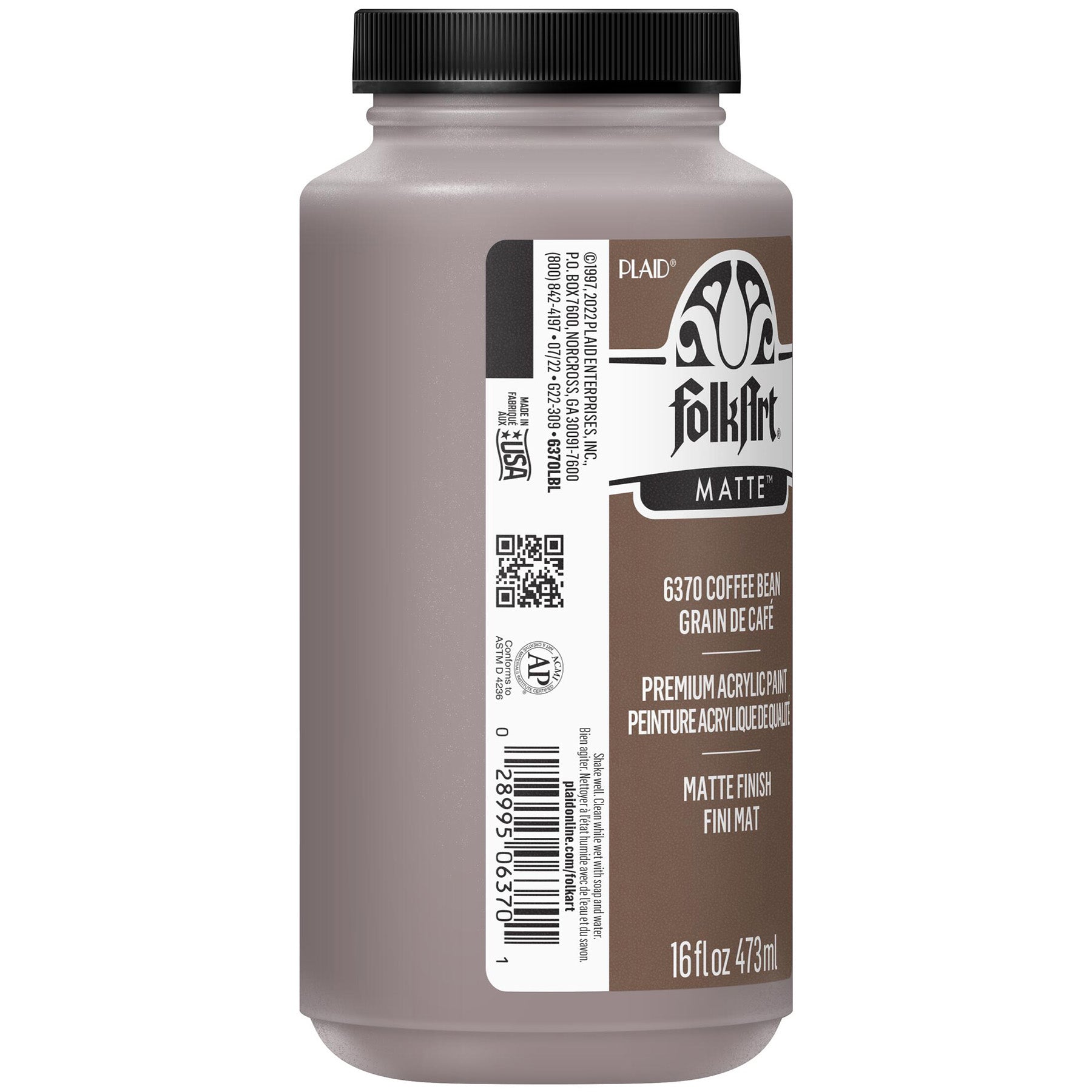 Acrylic Paint Matte, 16oz., Coffee Bean