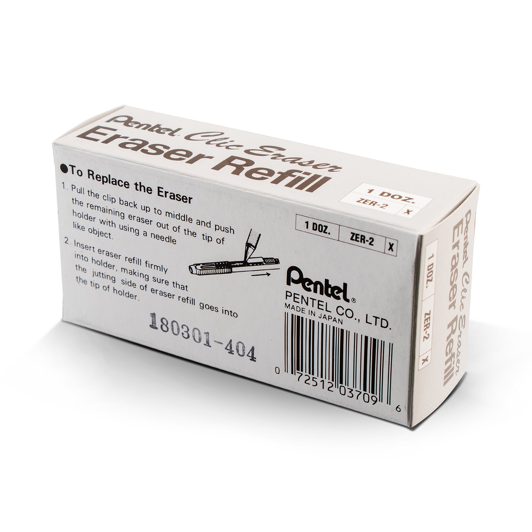 Refill Eraser For Clic Eraser, 2 Per Pack, 12 Packs