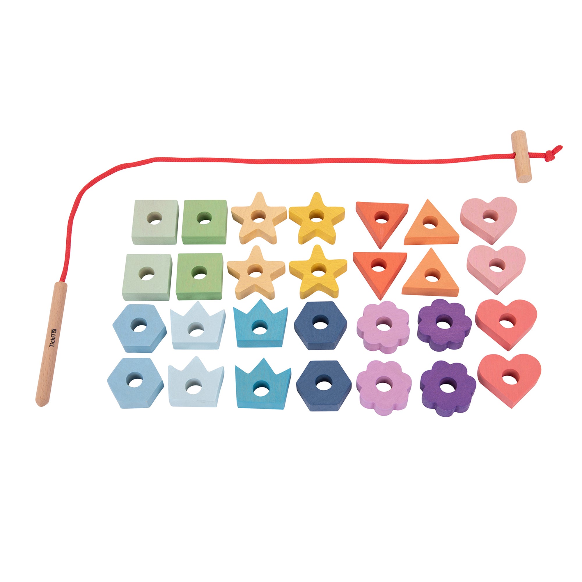 Rainbow Wooden Lacing Shapes