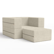 Jaxx Zipline Convertible Sleeper Futon Chair & Ottoman with Machine-Washable Cover, Ivory