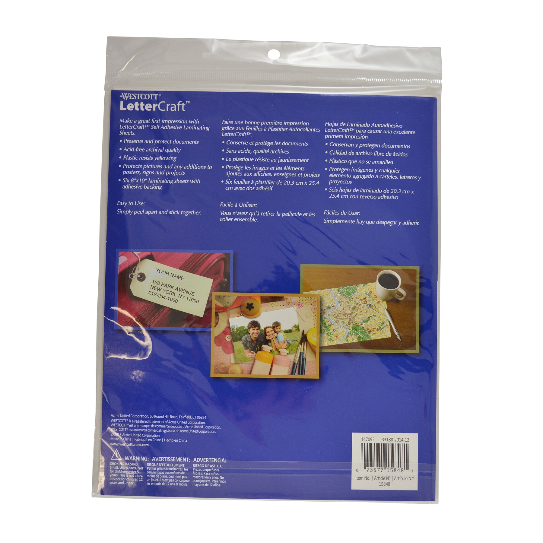Self-Adhesive Laminating Sheets, 8" x 10", 6-Pack