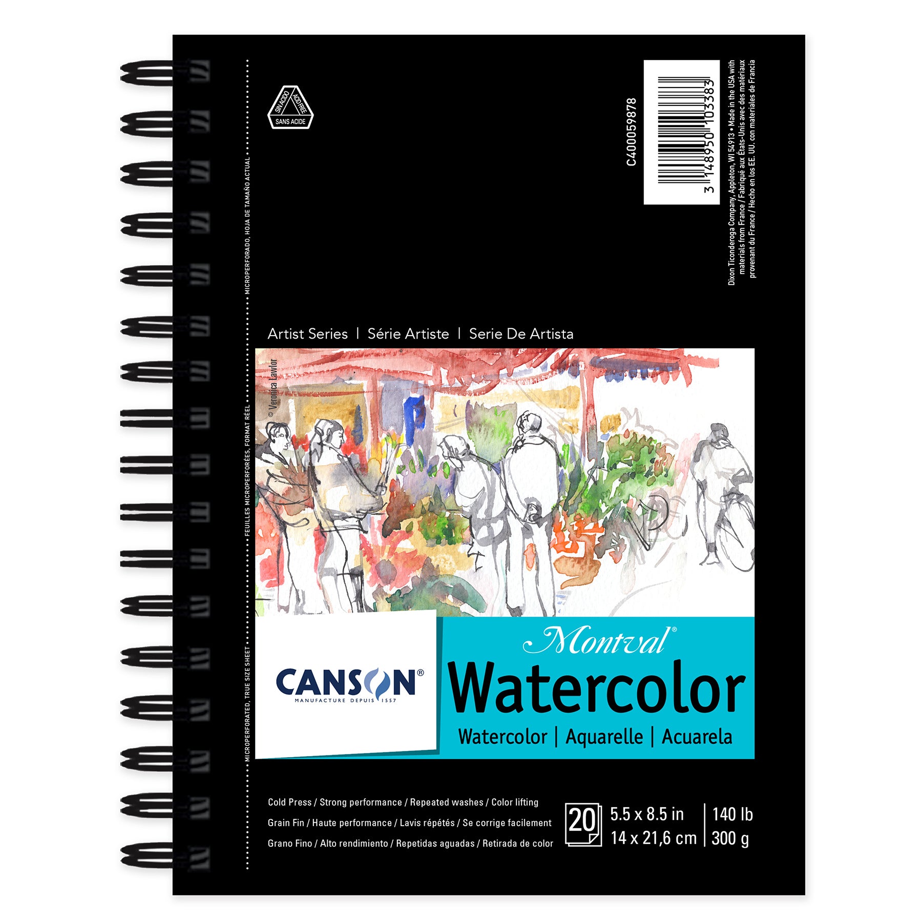 Artist Series Montval Watercolor Pad, Side Wire Binding, 20 Sheet, 5.5x8.5 inch, 1 Count