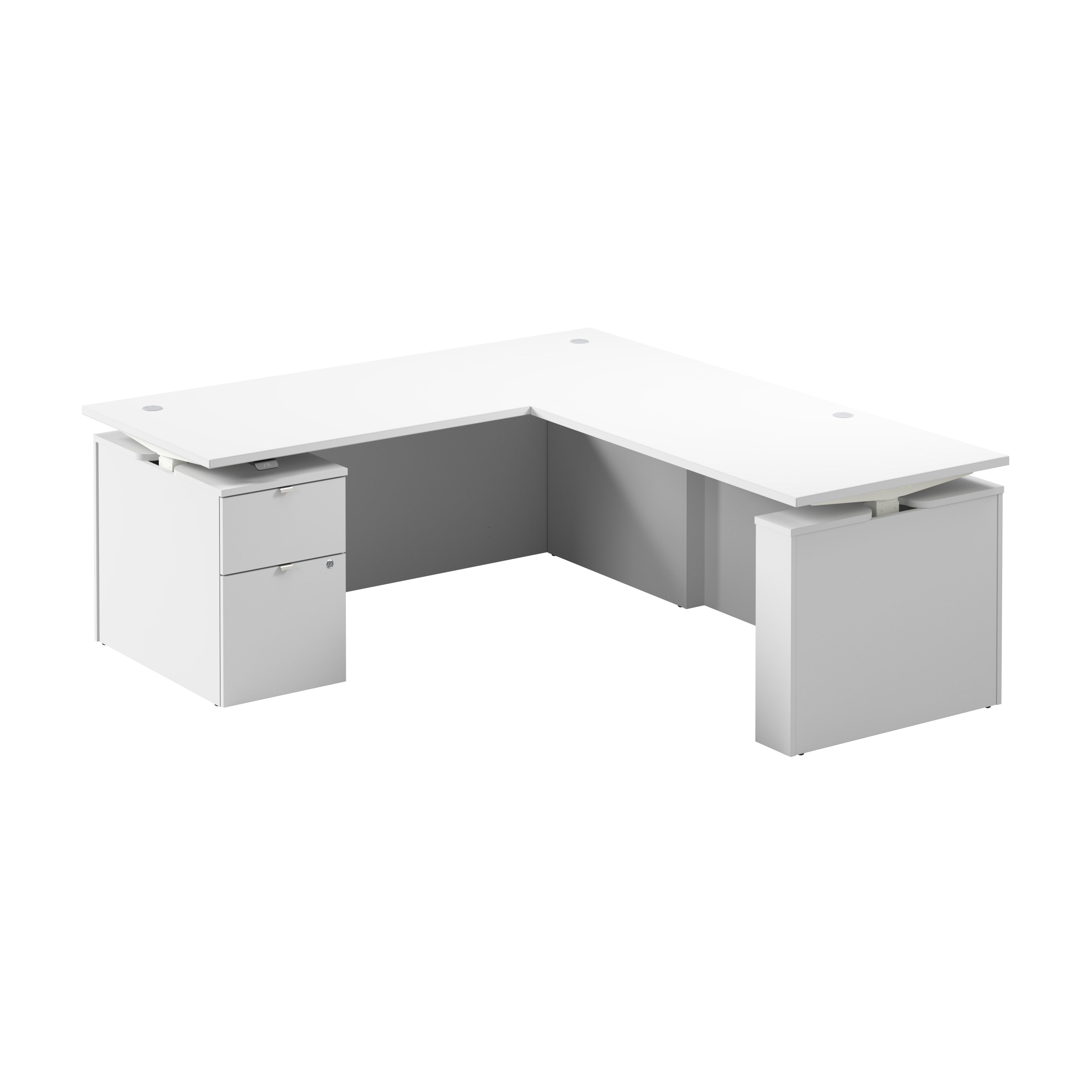 Bush Business Furniture Stratus&nbsp;72W x&nbsp;78D Height Adjustable L Shaped Standing Desk with File Cabinet in White with White Base - 71.02" Width x 76.97" Depth x 27.44" Height