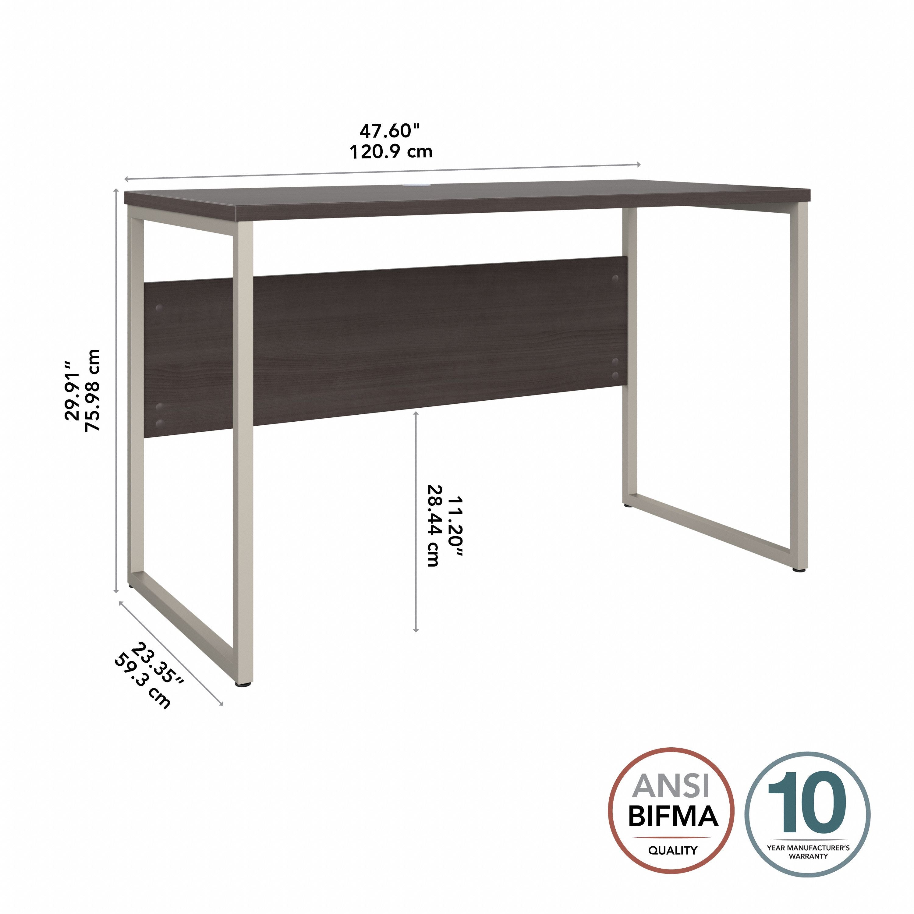 Bush Business Furniture Hybrid 48W x 24D Computer Table Desk with Metal Legs in Storm Gray - 47.6" Width x 23.35" Depth x 29.91" Height