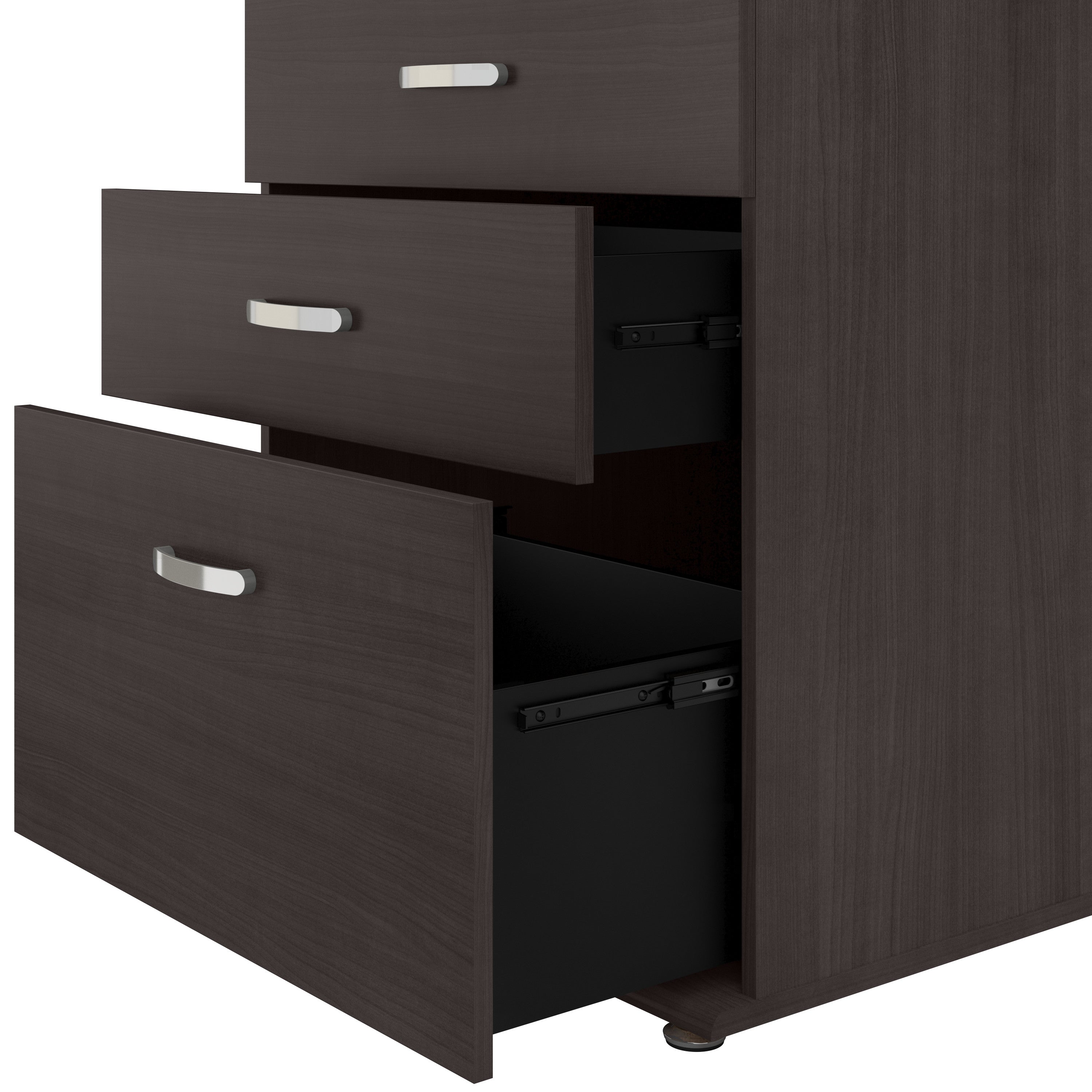 Bush Business Furniture Universal Floor Storage Cabinet with Drawers in Storm Gray - 28.35" Width x 24.69" Depth x 33.98" Height