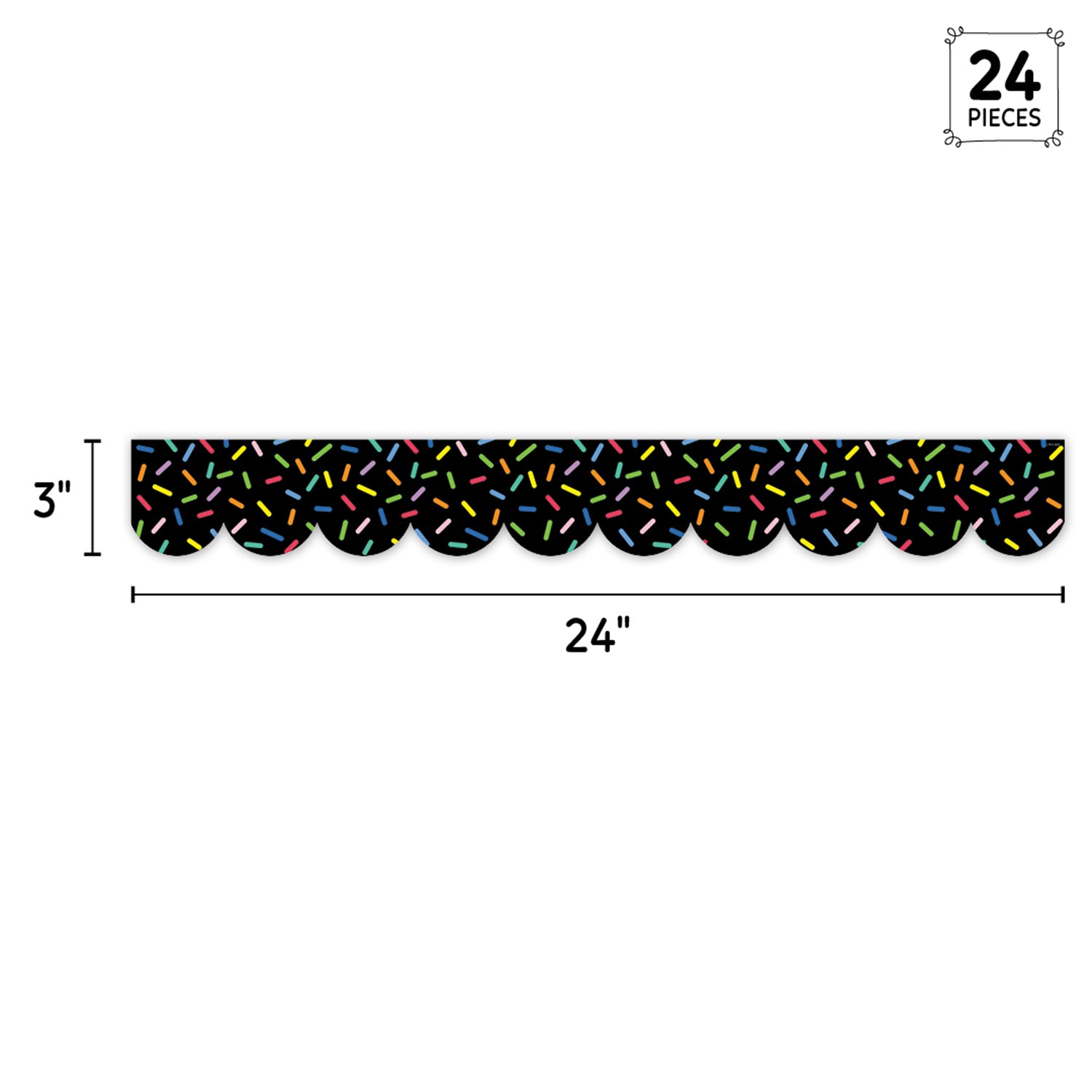 Core Decor Sprinkles on Black EZ Border, Bulletin Board Border, 48 Feet