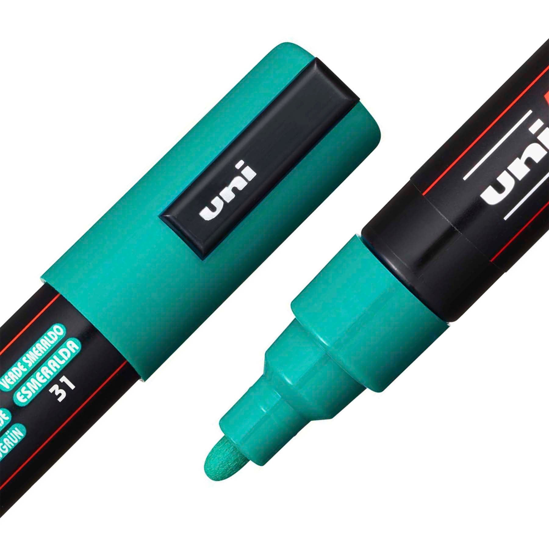 uni® POSCA PC-5M Water-Based Paint Markers, Reversible Medium Tip (1.8-2.5mm), Emerald Green