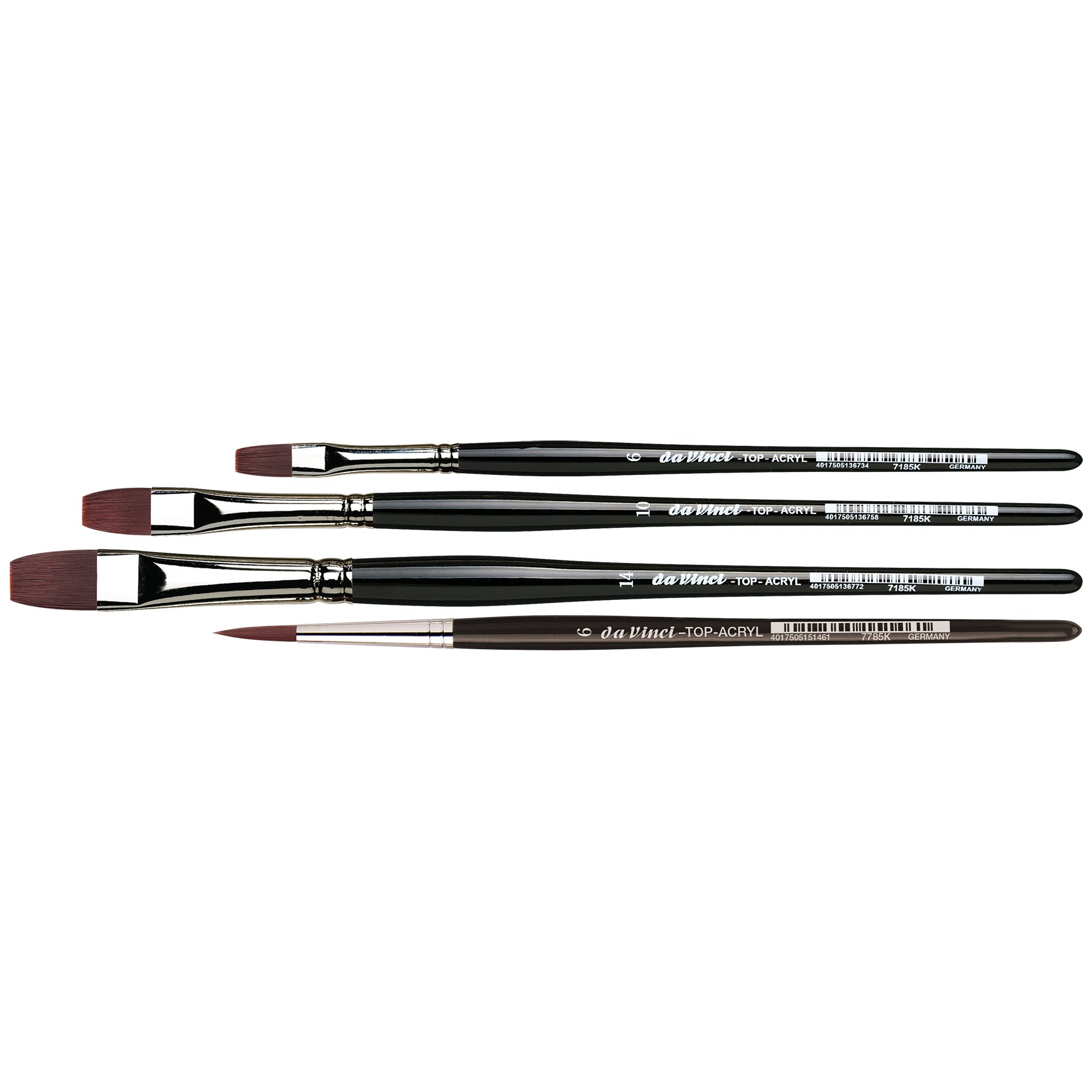 TOP-ACRYL Red-Brown Brushes, Synthetic, Oil & Acrylic, 4 Brush Set